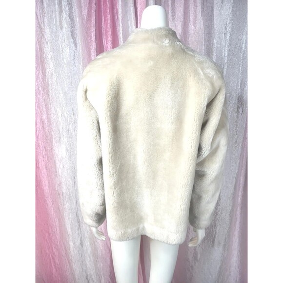Vintage Borgana Faux Mink Fur Cream Swing Open Front Jacket Size Large - Picture 5 of 9